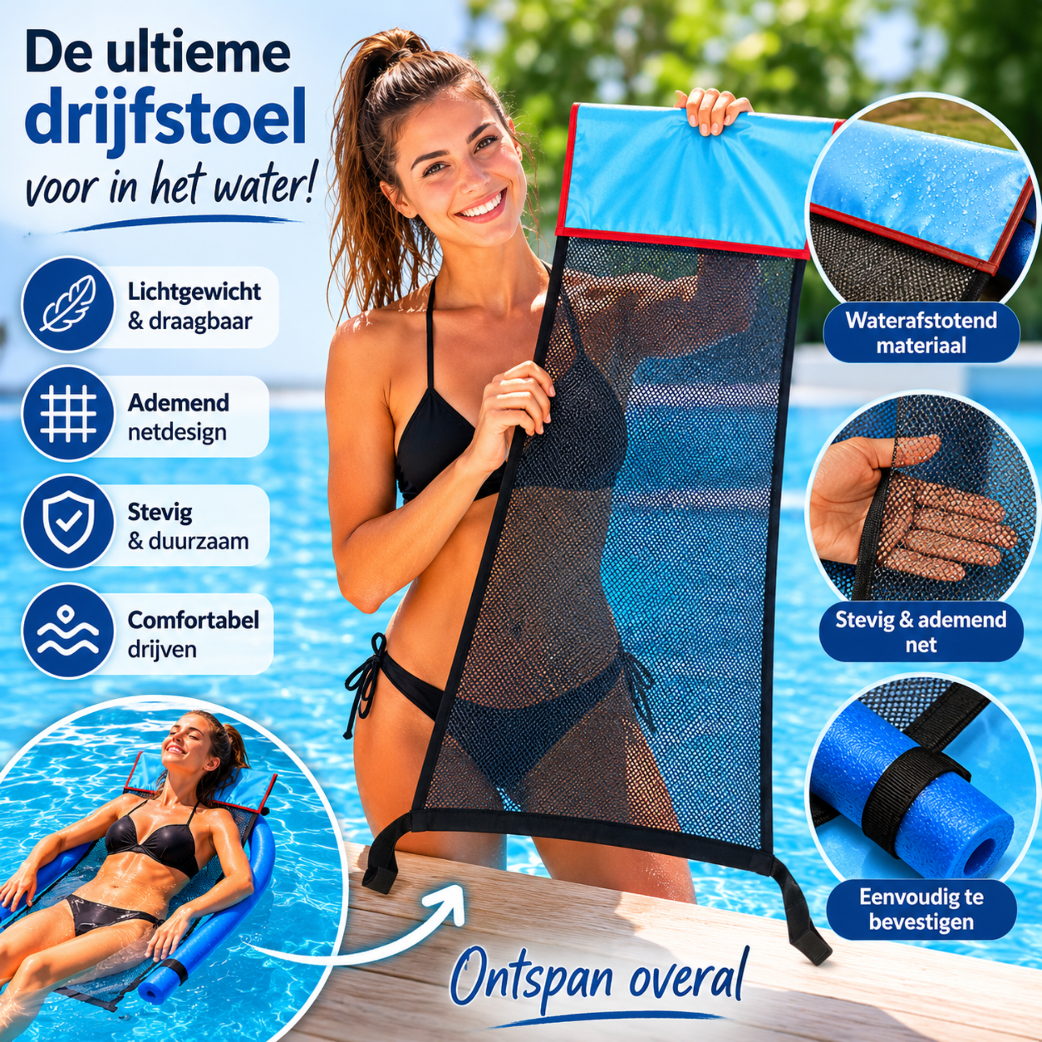 Premium Zwemnoodle Hangmat Zak – Drijfstoel Net voor Zwembad